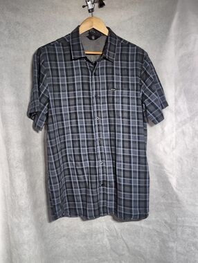Volcom Sz XL Men's Short-Sleeve Plaid Button-Up Shirt - Gray/Blue